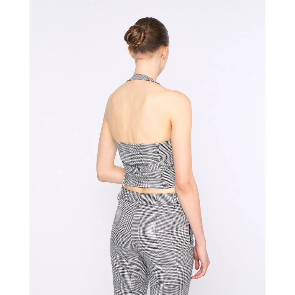Silvian Heach Geruite mouwloze halternek knoopvest Gray Dames
