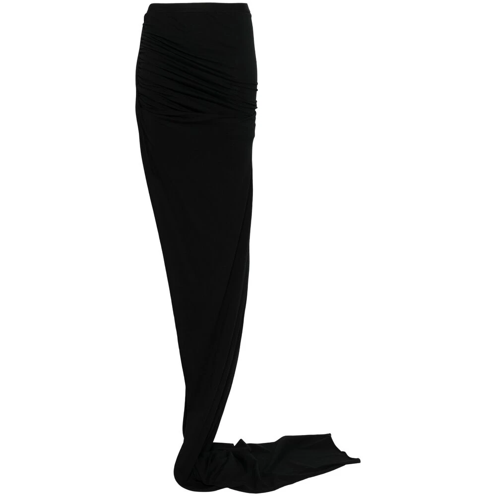 Rick Owens Zwarte rok met elastische tailleband en ruches Black Dames
