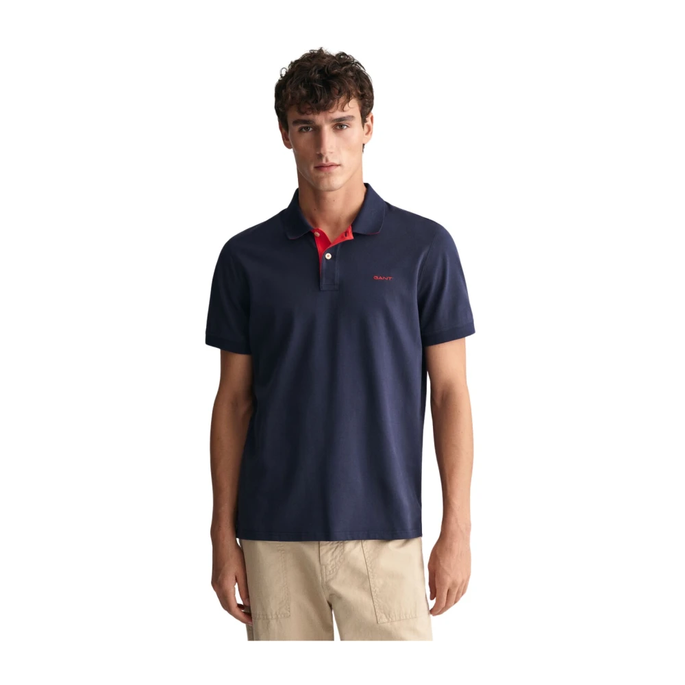 Gant Stretch Bomull Polo Regular Fit Blue, Herr