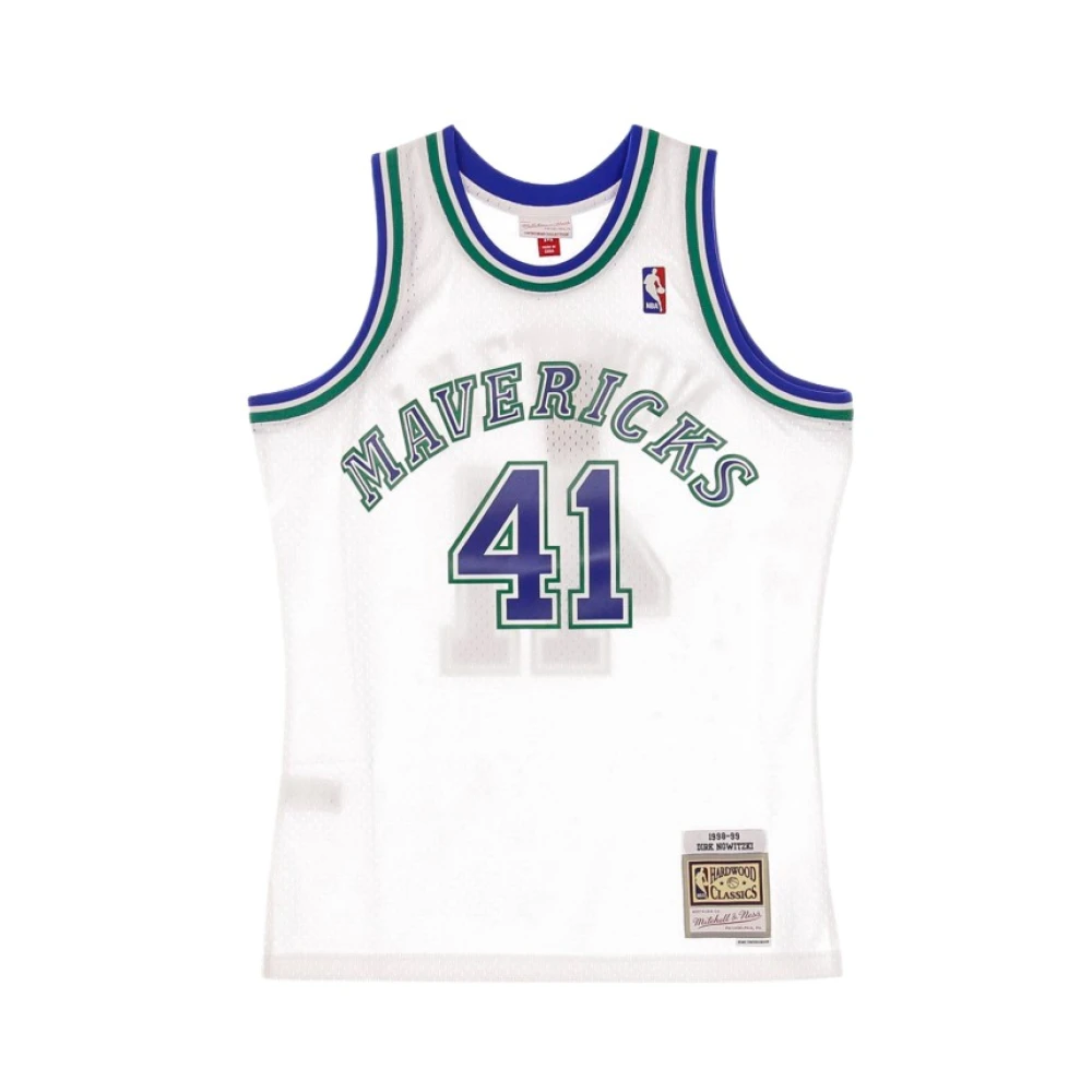 Mitchell & Ness Canotta Basket NBA Swingman Jersey Hardwood Classics No41 Dirk Nowitzki 1998-99 Dalmav Home White, Herr