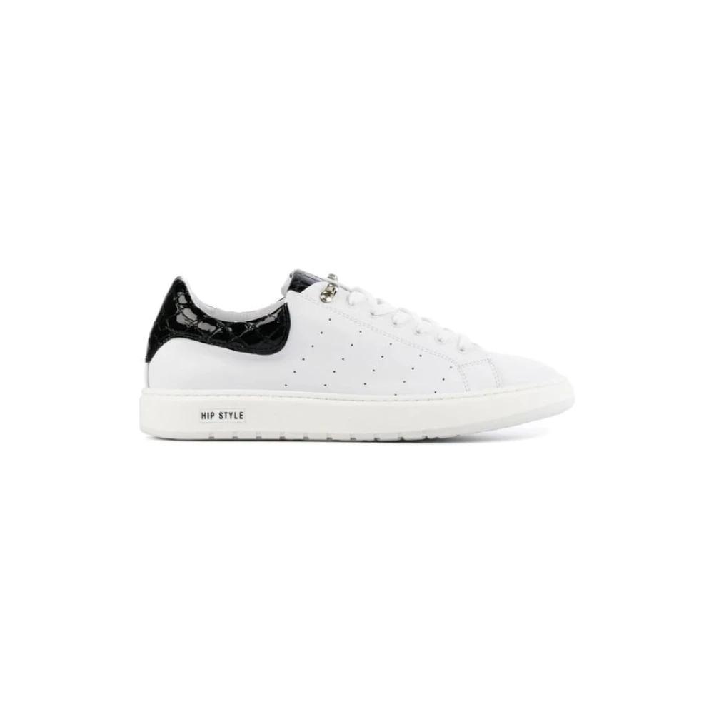 Hip Witte Leren Sneaker met Zwarte Accenten Dames Schoenen