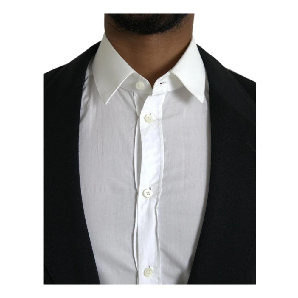 Dolce & Gabbana Zwarte Wol Slim Fit Blazer Black Heren