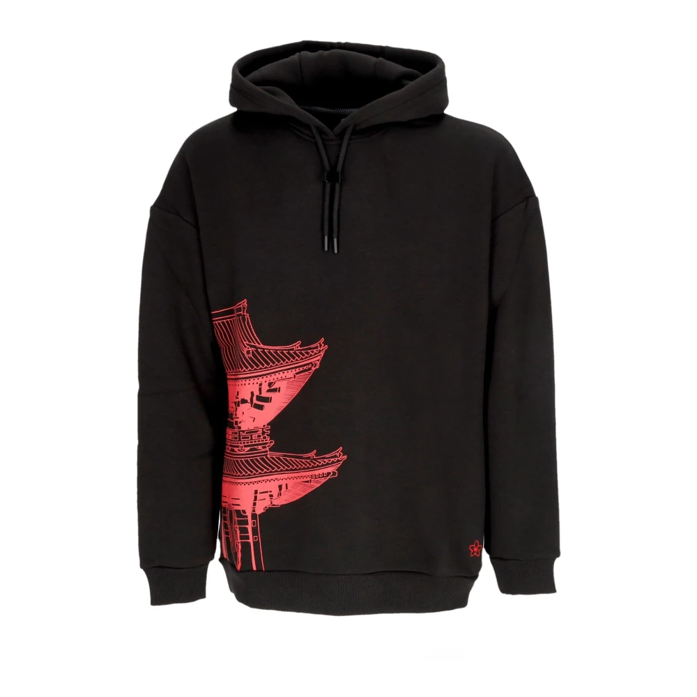 Dolly Noire Men's Black Tokyo Over Hoodie /Magenta - Hoodies - L - Sweatshirts & Hoodies