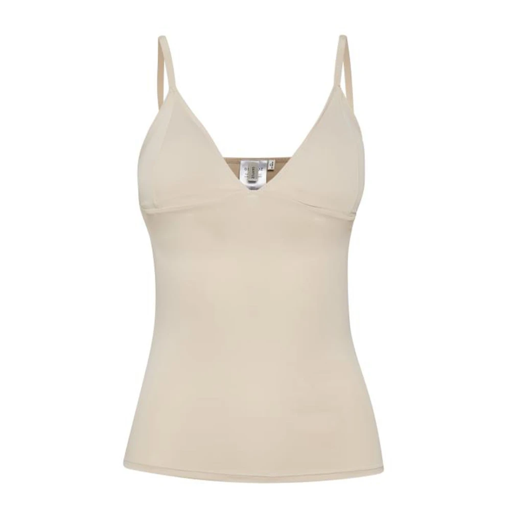 Gestuz Beige Sleeveless Tops, Female, 2XS, Nude Camigz Top With Adjustable Straps
