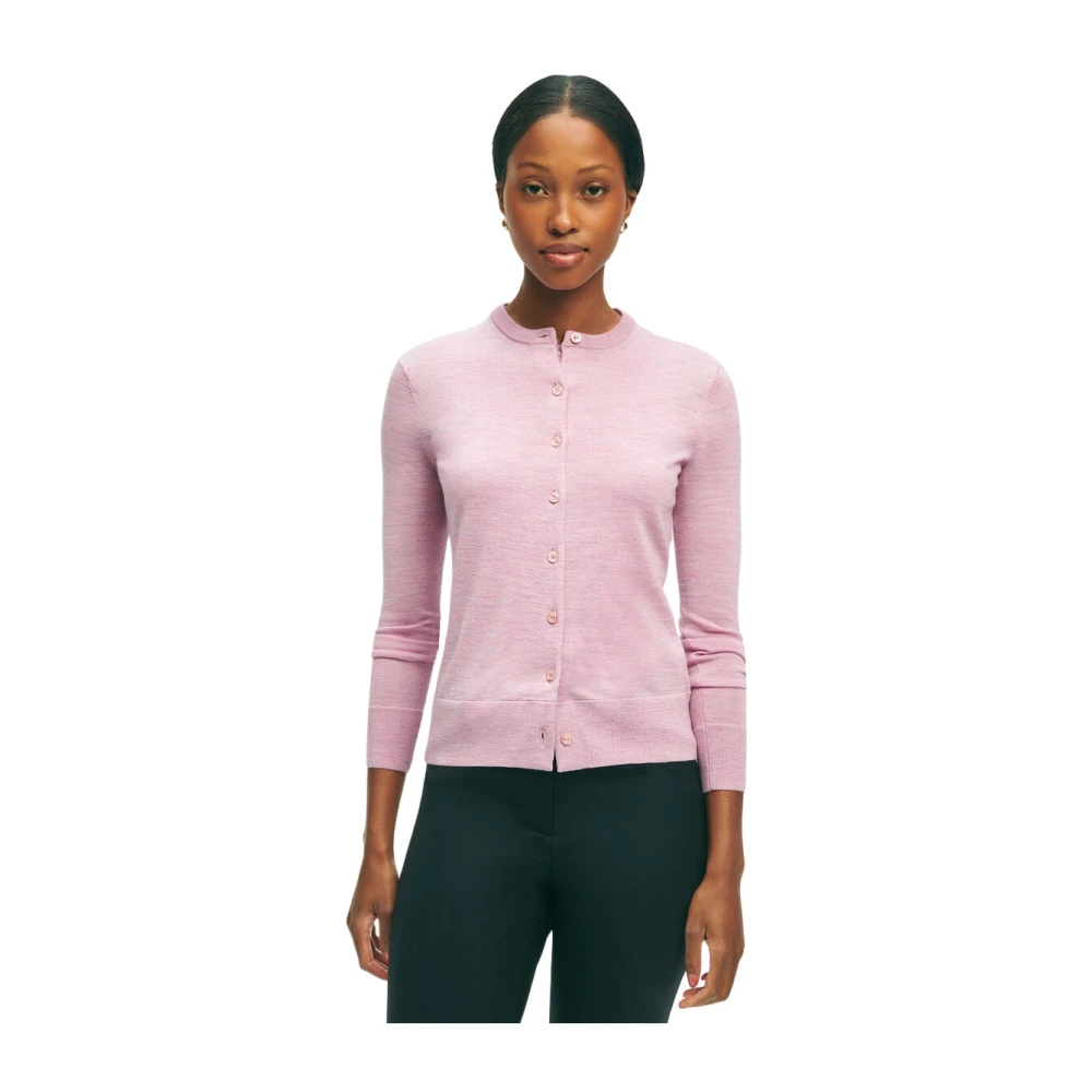 Brooks Brothers Roze Merino-Wollen Cardigan Pink Dames