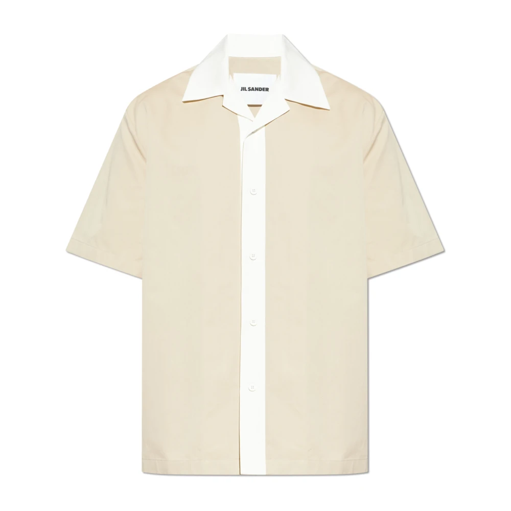 Jil Sander Men's Beige Short Sleeve Shirts, L, Short-Sleeved Shirt