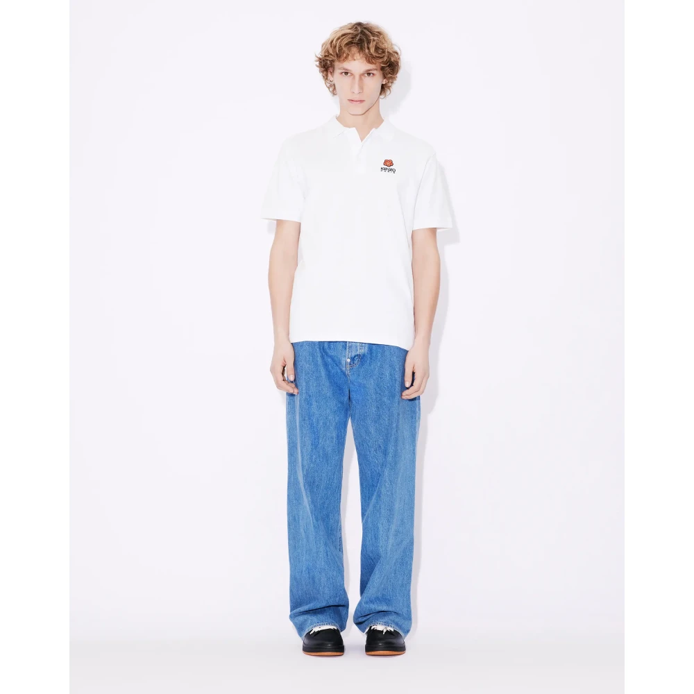 Kenzo Witte Bloemen Polo Shirt White Heren