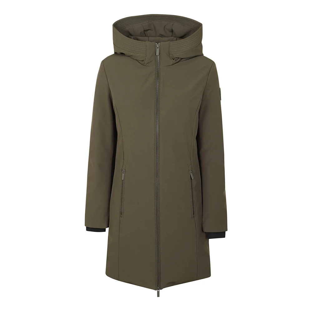 Woolrich Zwarte donsparka met capuchon Green Dames