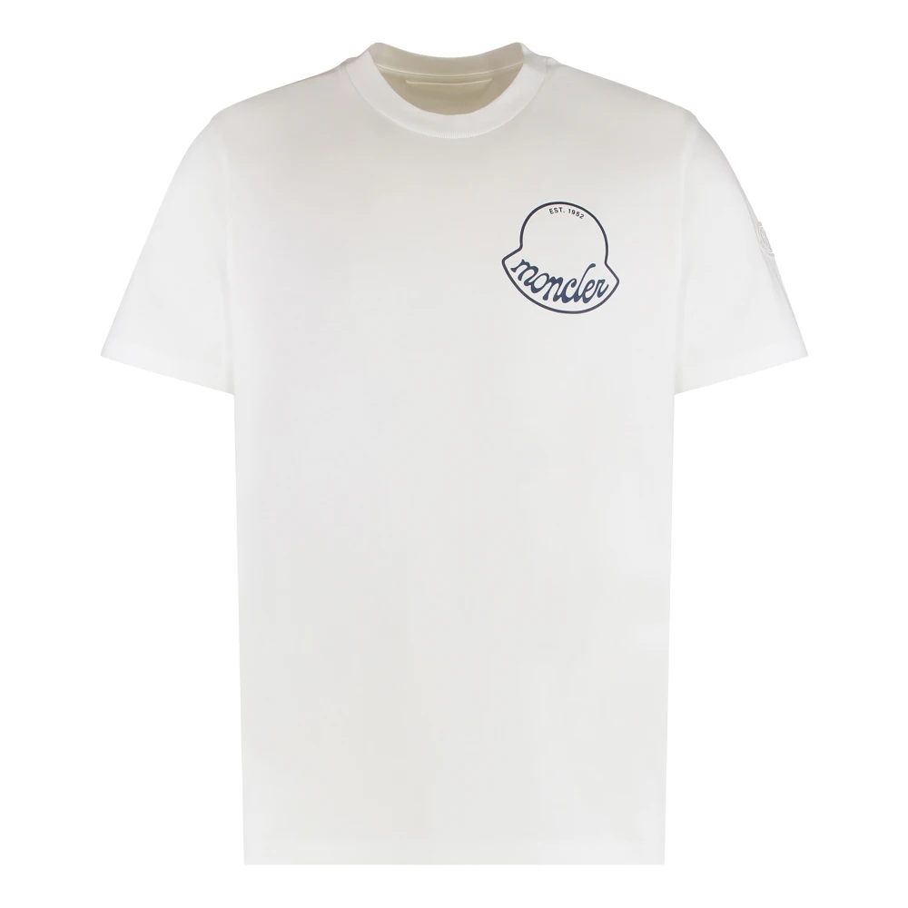 Moncler Men's White T-Shirts, L, Logo Cotton T-Shirt