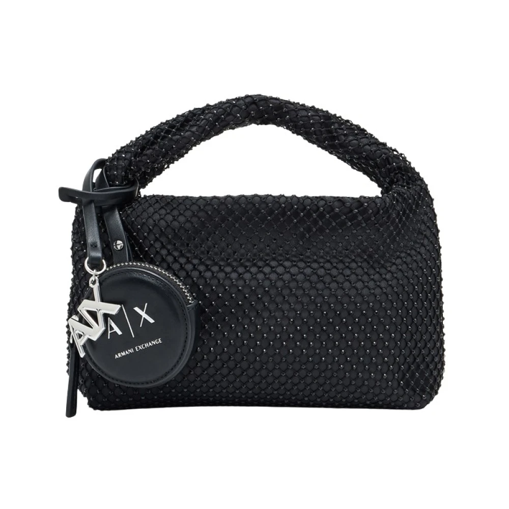 Armani Exchange Women's Black Handbags, One Size, Textured Mini Crossbody Bag