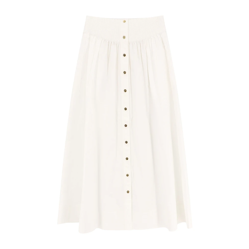 Tory Burch Women's White Flared Skirt With Elastic Waist
