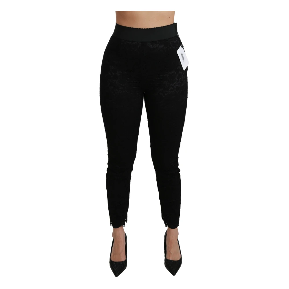 Dolce & Gabbana Black Lace Skinny High Waist Cotton Pants - IT38|XS - Image 2