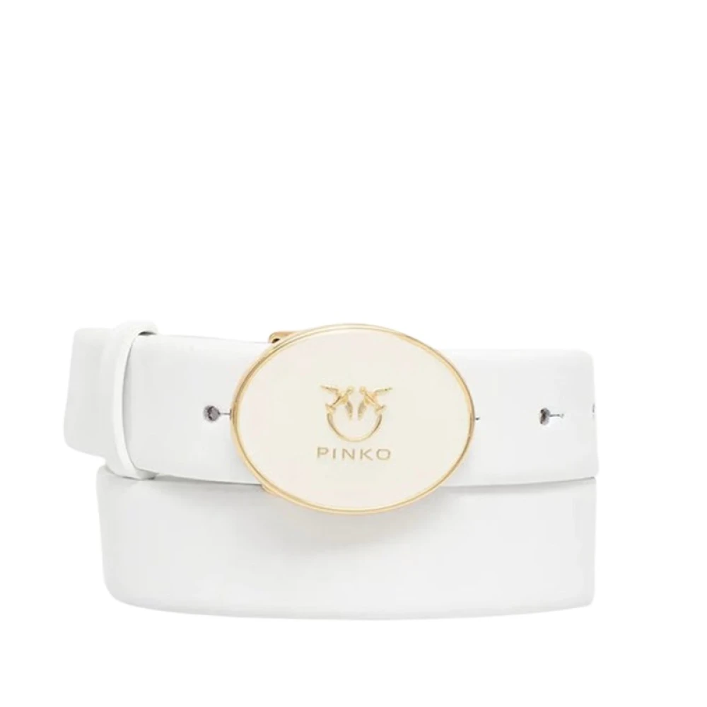 Pinko Women's White Round Enamel H2-8 Belt - Belts - M - Accessories