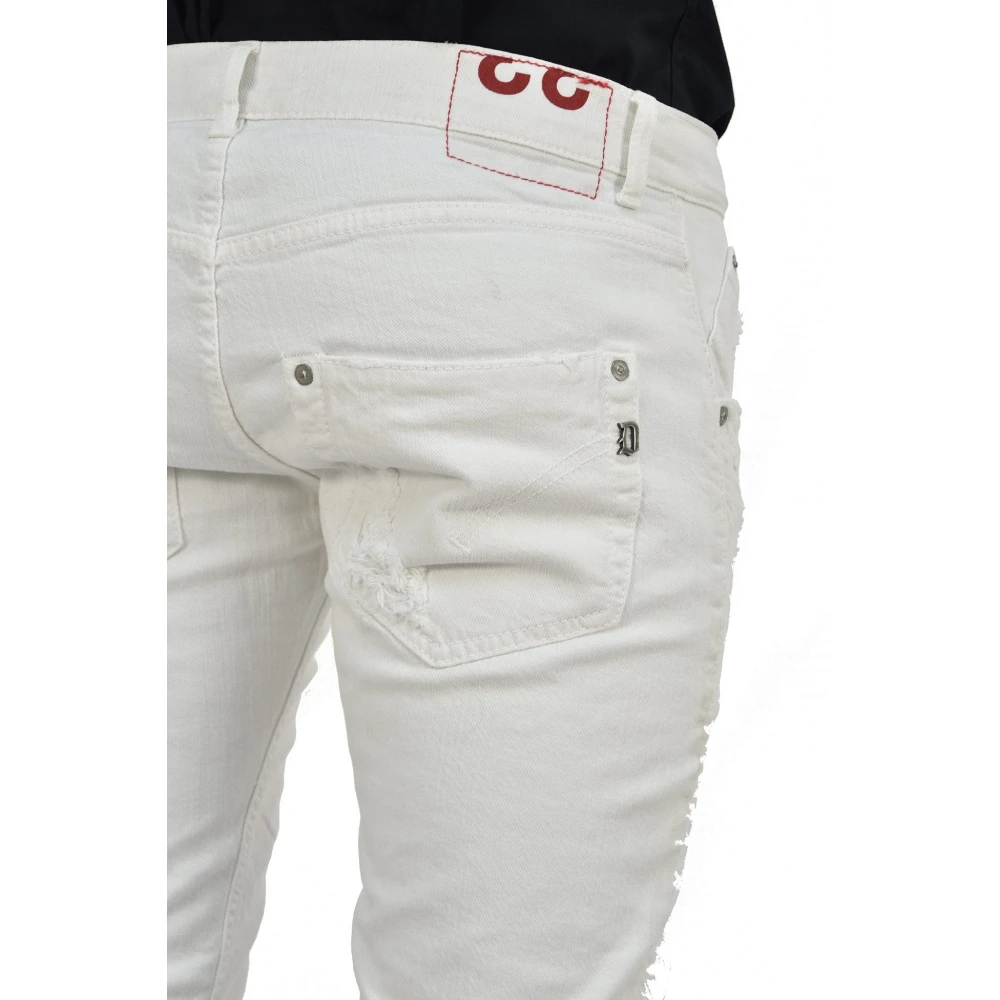 Dondup Slim-fit Katoenen Jeans met Versleten Details White Heren
