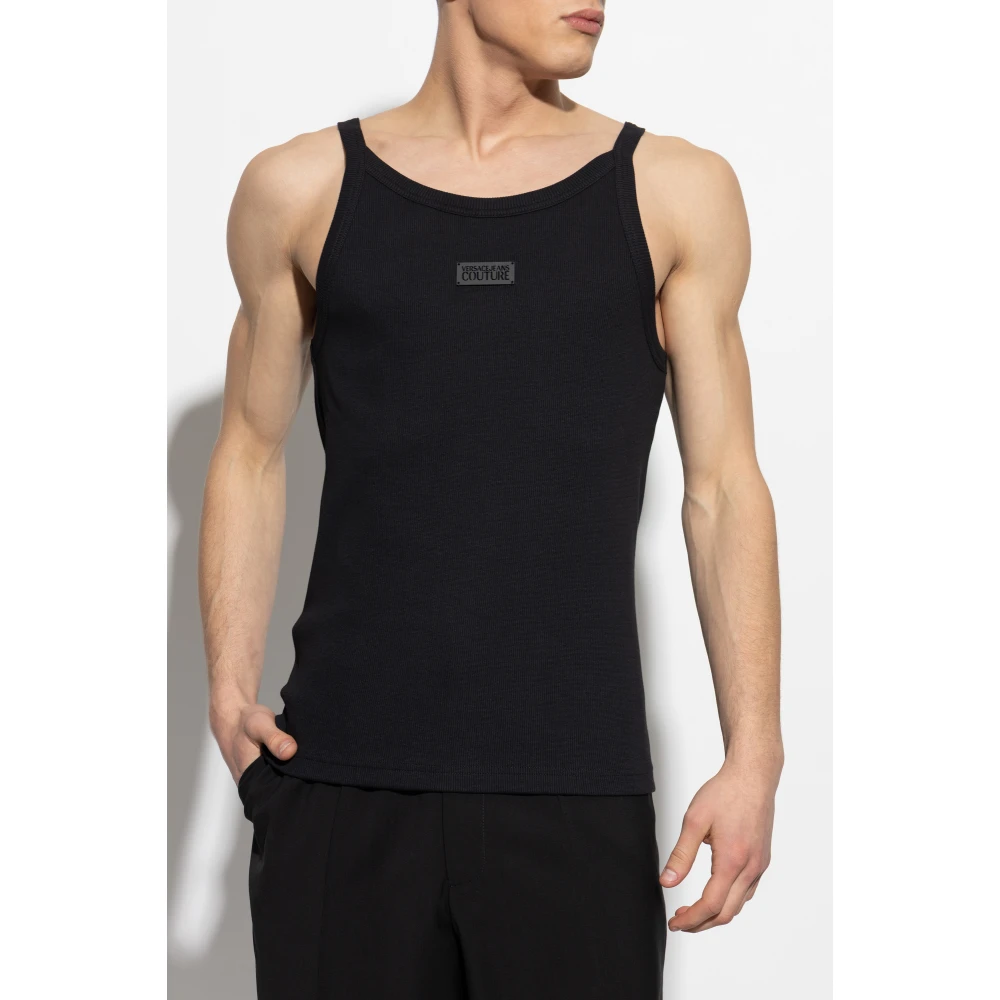 Versace Jeans Couture Geribbelde mouwloze top Black Heren