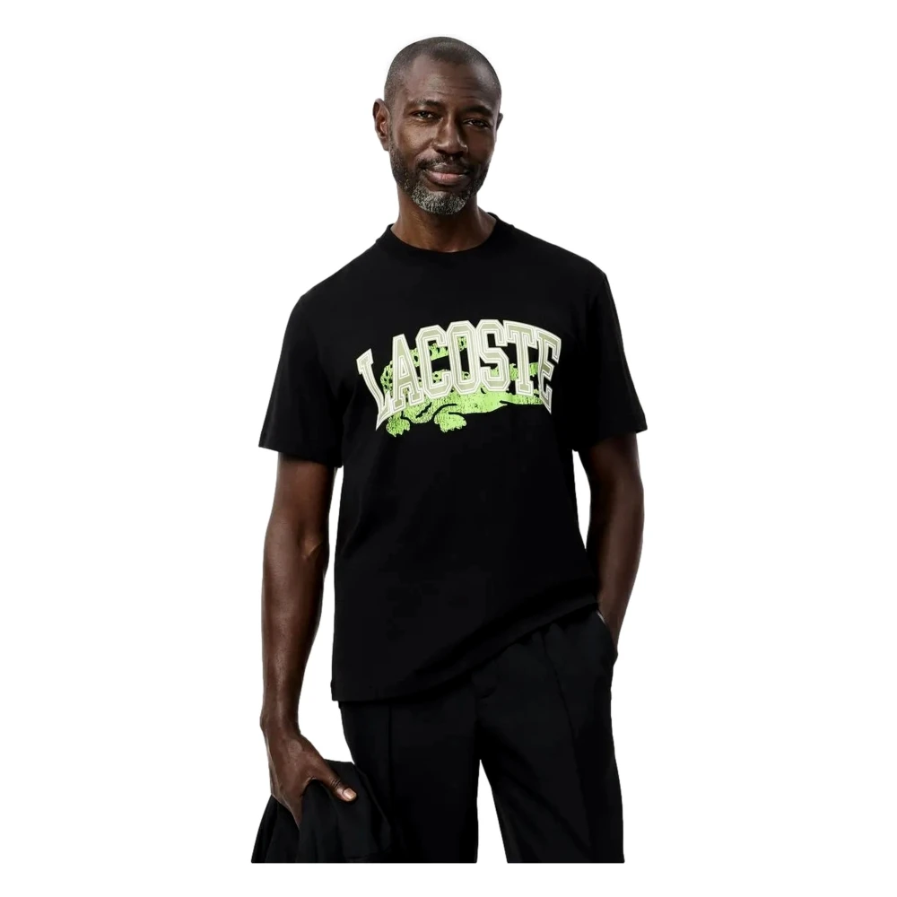 Lacoste Zwarte University Croco Tee Shirt Black Heren