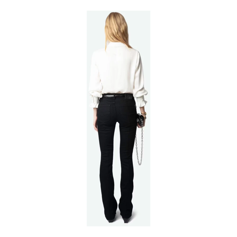 Zadig & Voltaire Satijnen Japanse Shirt met Geborduurde Vleugels White Dames