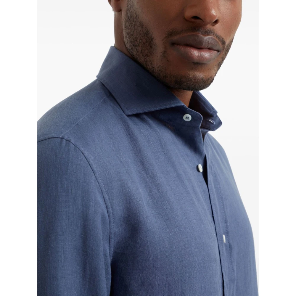 BRUNELLO CUCINELLI Blauwe Herenshirts Blue Heren