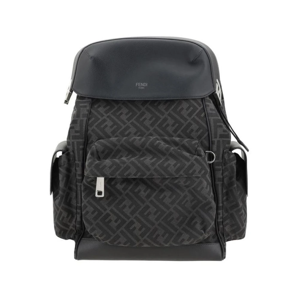 Fendi Iconische Jacquard Weave Drive Rugzak Black Heren