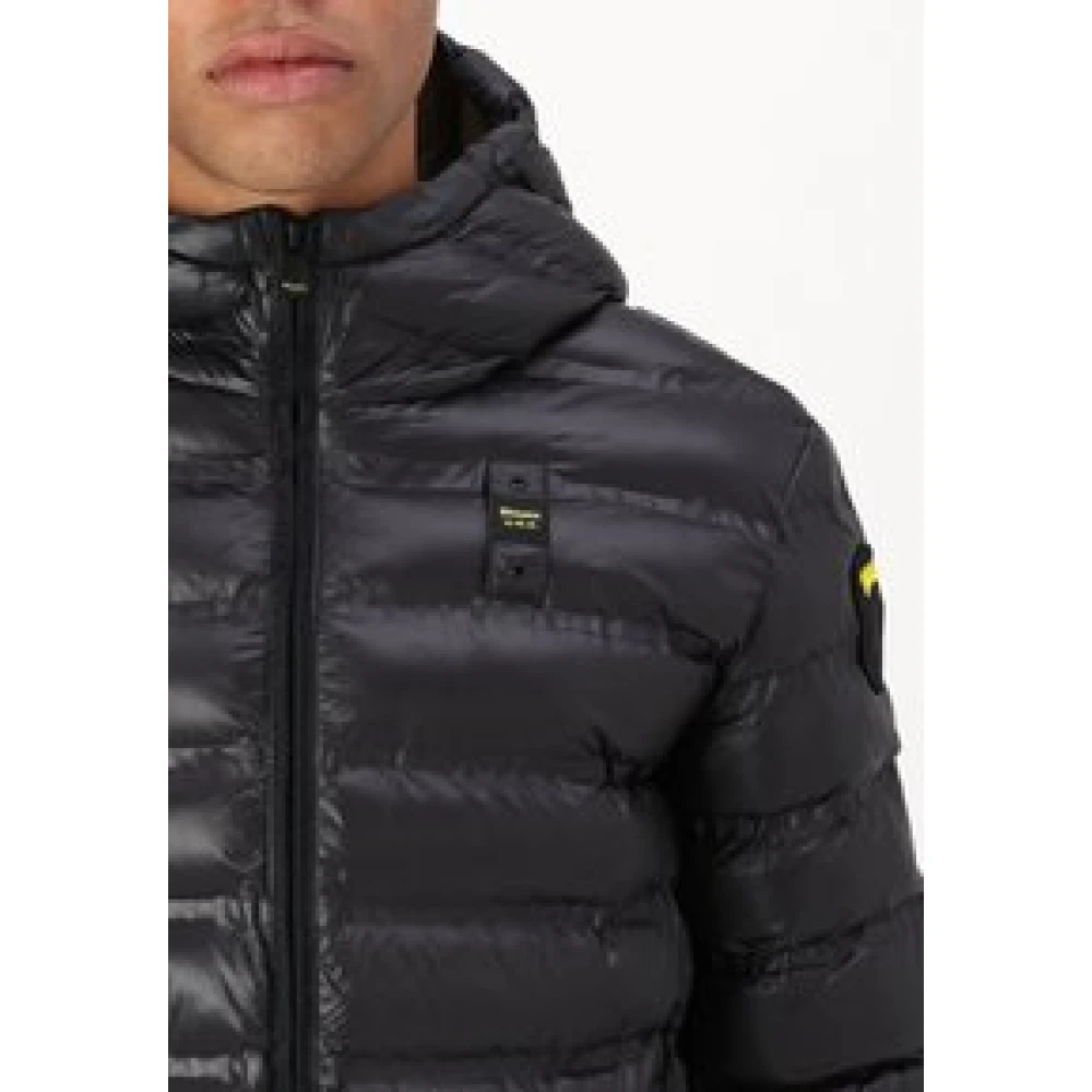 Blauer Heren gewatteerde jas met capuchon Black Heren