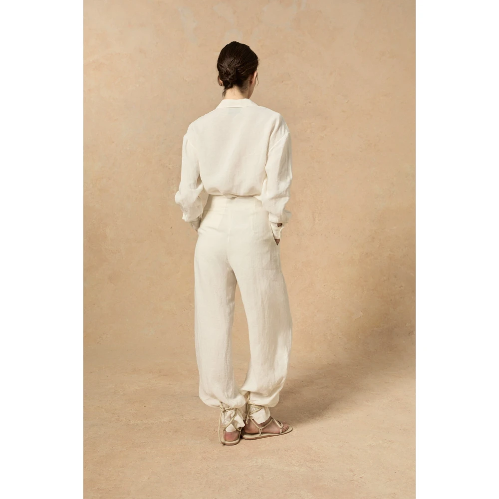 Cortana Marlo rauwe linnen broek Beige Dames
