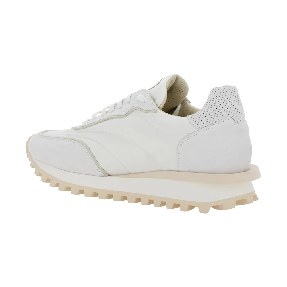 Eleventy Witte Logo Sneakers in Suède en Tech Stofmix White Heren