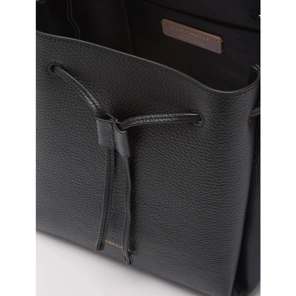 Coccinelle Zwarte Leren Crossbody Tas met Verstelbare Band Black Dames