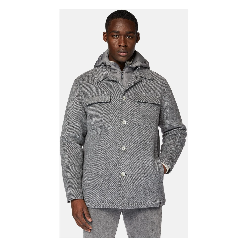 Boggi Milano Link Shirt Jacket van Wol met Bij Gray Heren