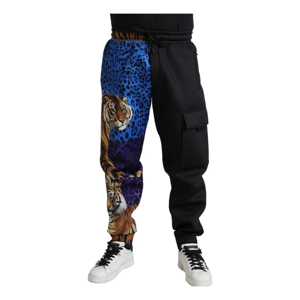 Dolce & Gabbana Men's Multicolor Sweatpants,, Tiger Print Cargo Jogger Trousers 2XS