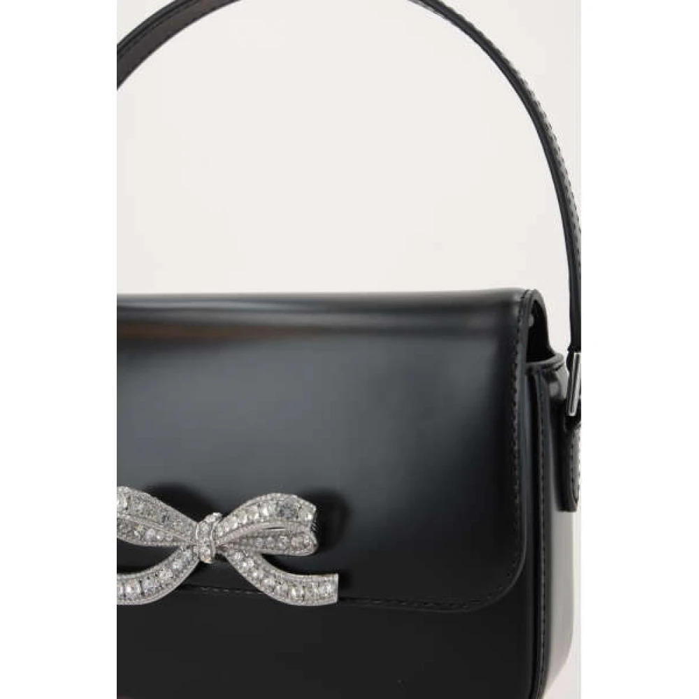 Self Portrait Zwarte leren handtas met kristallen strik Black Dames