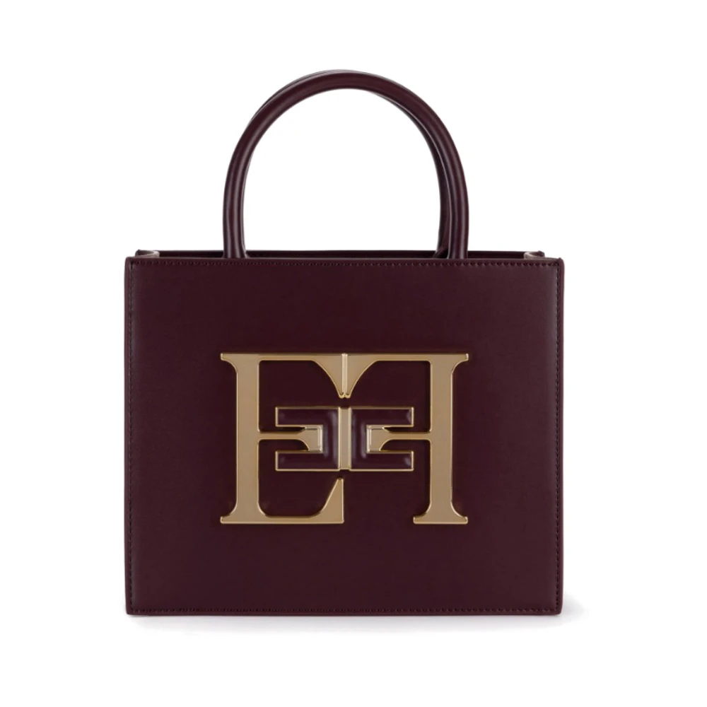 Elisabetta Franchi Handtas met Logo en Schouderband Red Dames
