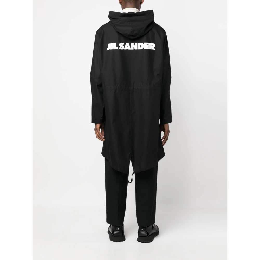 Jil Sander Zwarte Katoenen Parka met Capuchon Black Heren