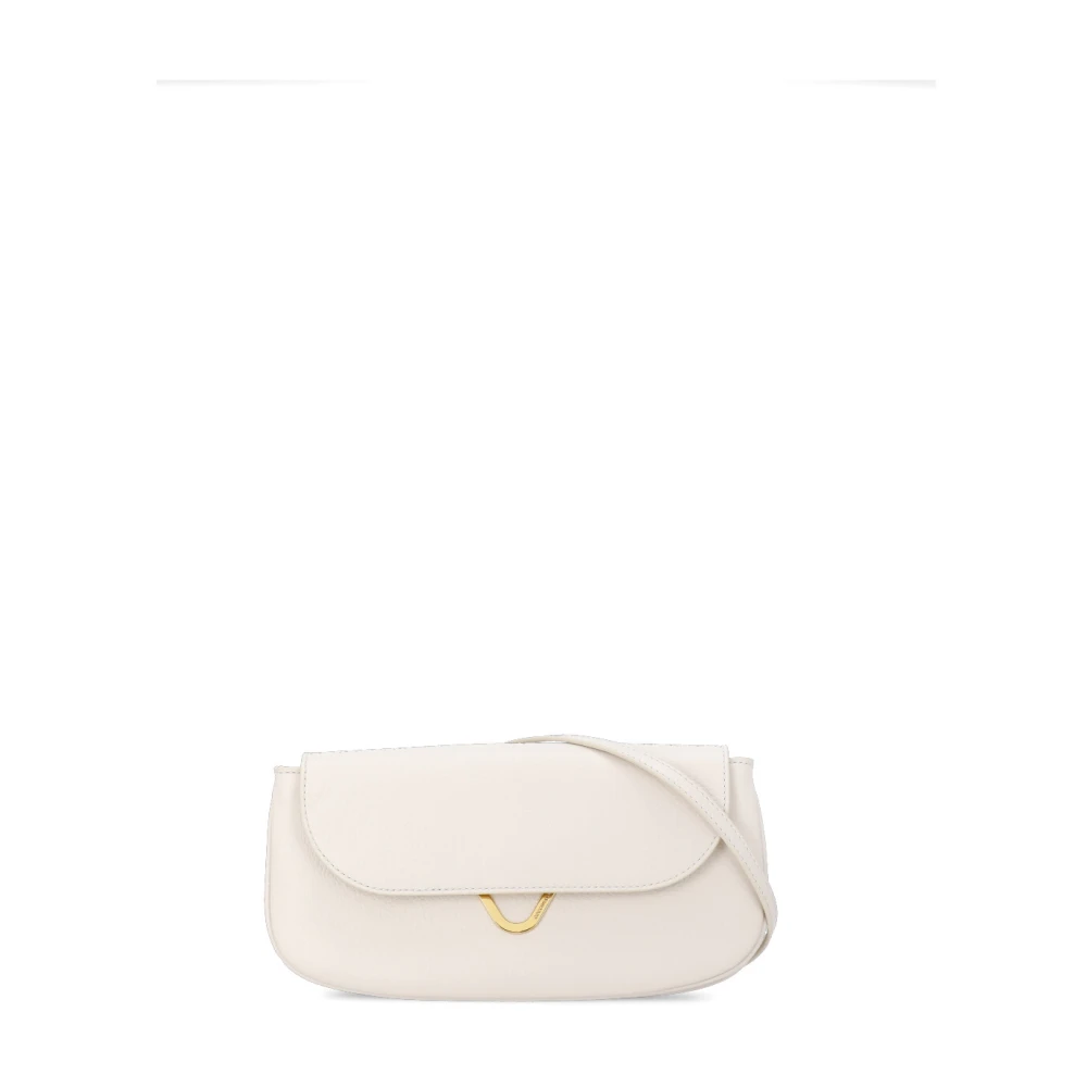 Coccinelle Ivoor Leren Schoudertas met Ketting Beige Dames