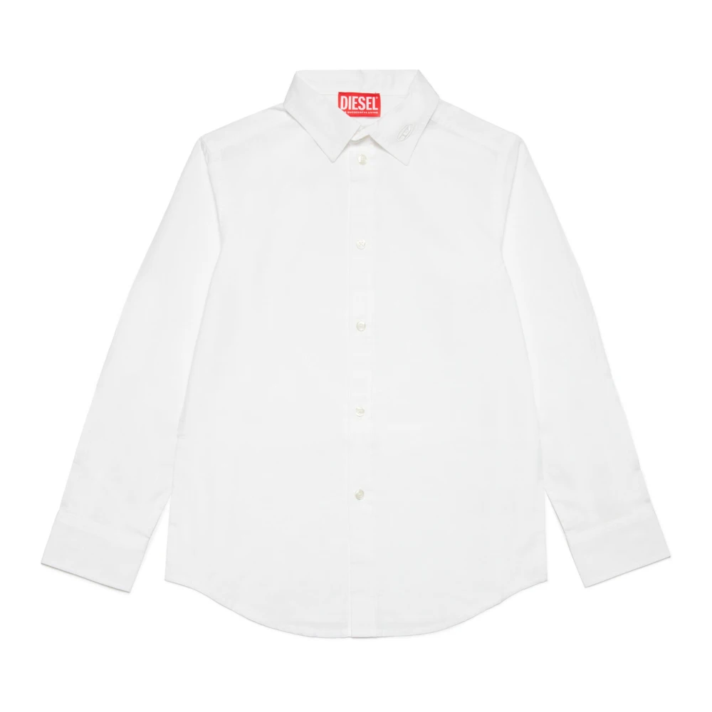 Diesel Boys White Kids Shirts, 14 Y, Oval D Poplin Shirt
