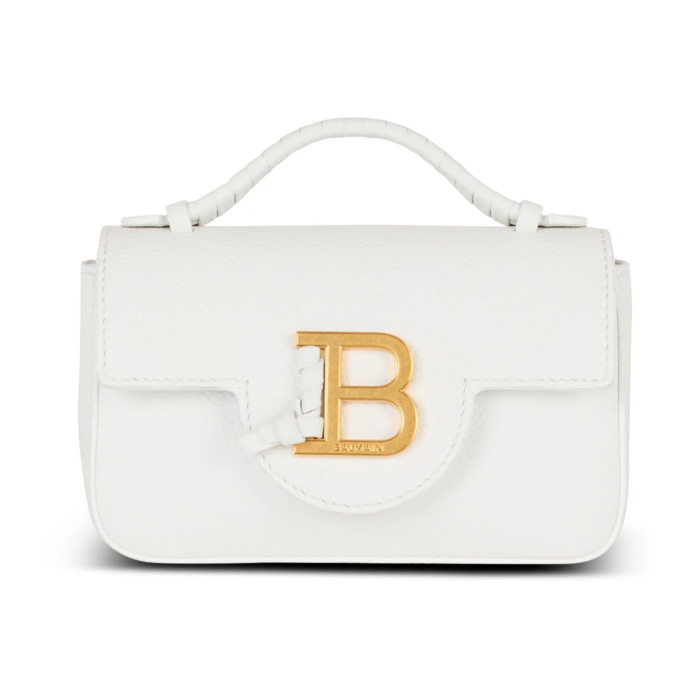 Balmain Gestructureerd kalfsleer B-Buzz 17 Mini tas White Dames