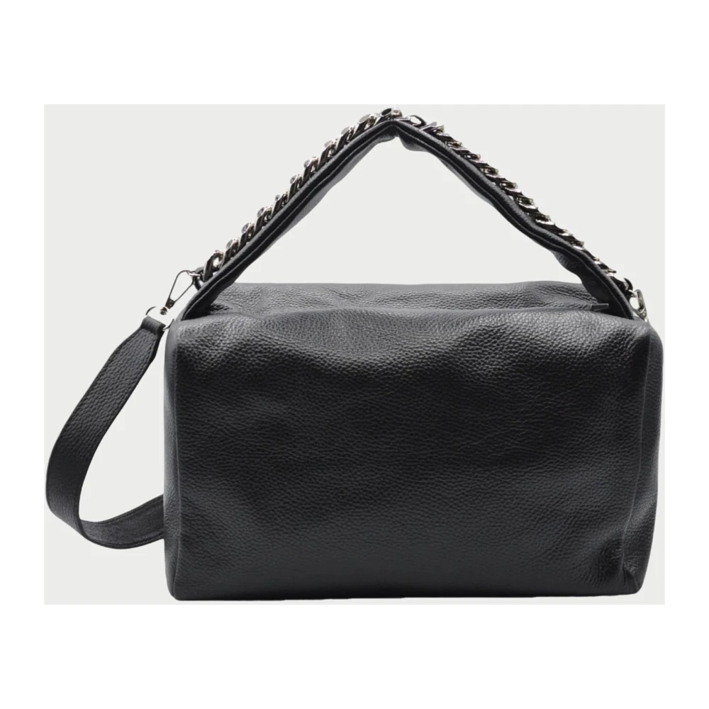 John Richmond Zwarte Stoffen Ketting Handvat Rits Tas Black Dames