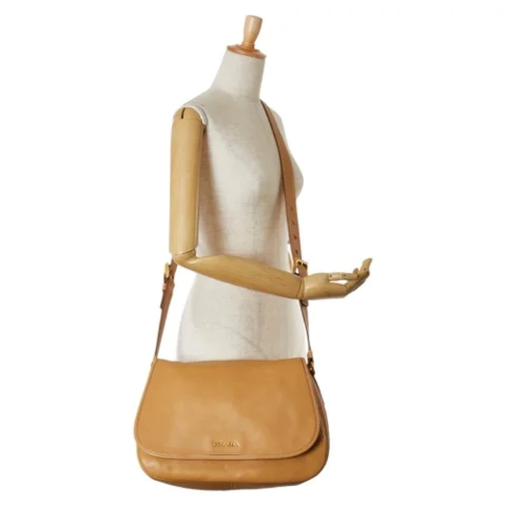 Prada Vintage Pre-owned Leather shoulder-bags Beige Dames