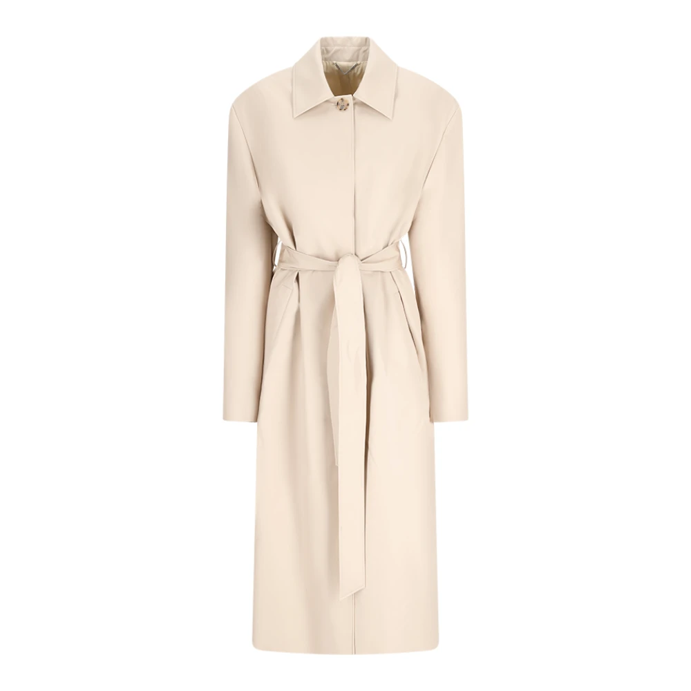 Magda Butrym Beige Belted Coats, Female, M, Cotton Wrap Coat