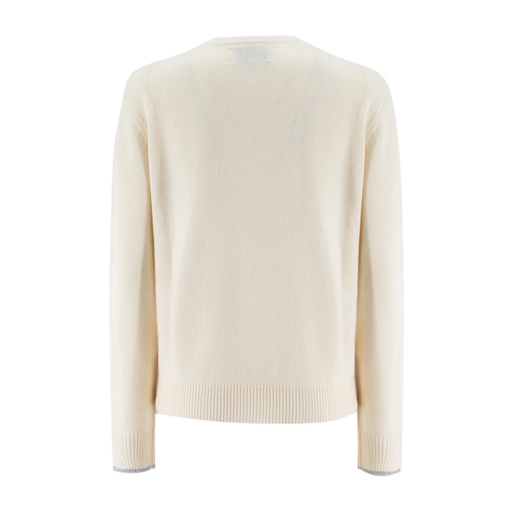 MC2 Saint Barth Zachte Crew-Neck Pullover met Borduurwerk Beige Dames