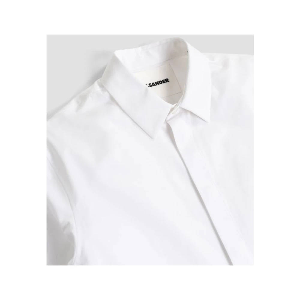 Jil Sander Witte Katoenen Popeline Overhemd White Heren