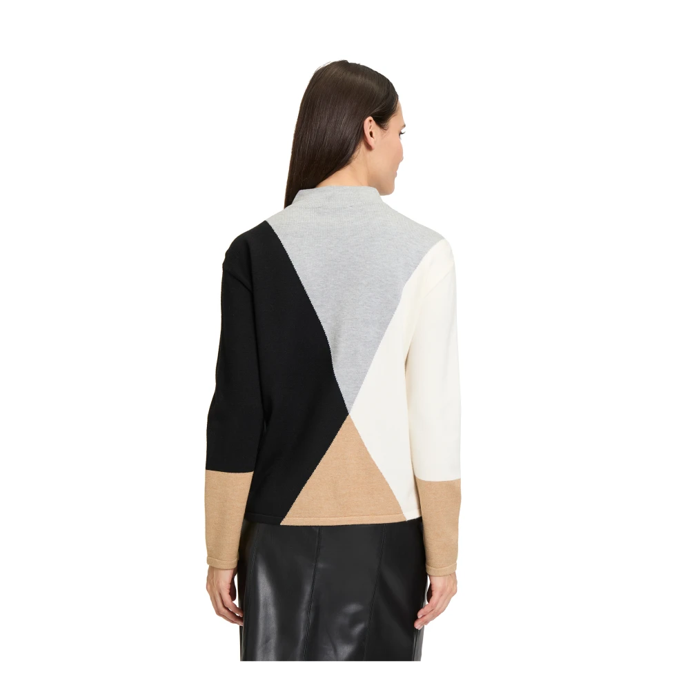 Betty Barclay Color Block Fijngebreide Trui met Opstaande Kraag Multicolor Dames