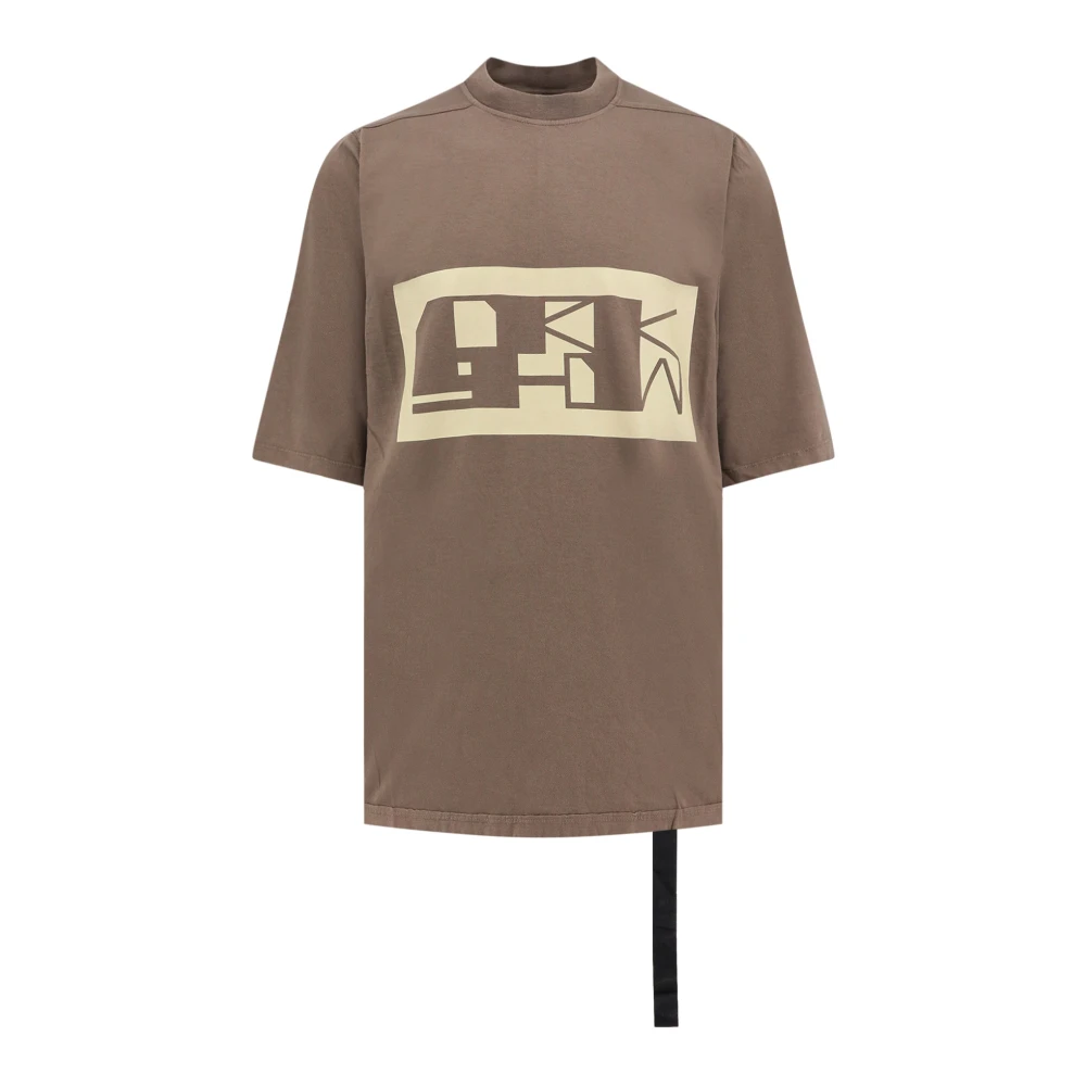 Rick Owens Grijze Crew-neck T-shirt met Logo-lint Gray Heren