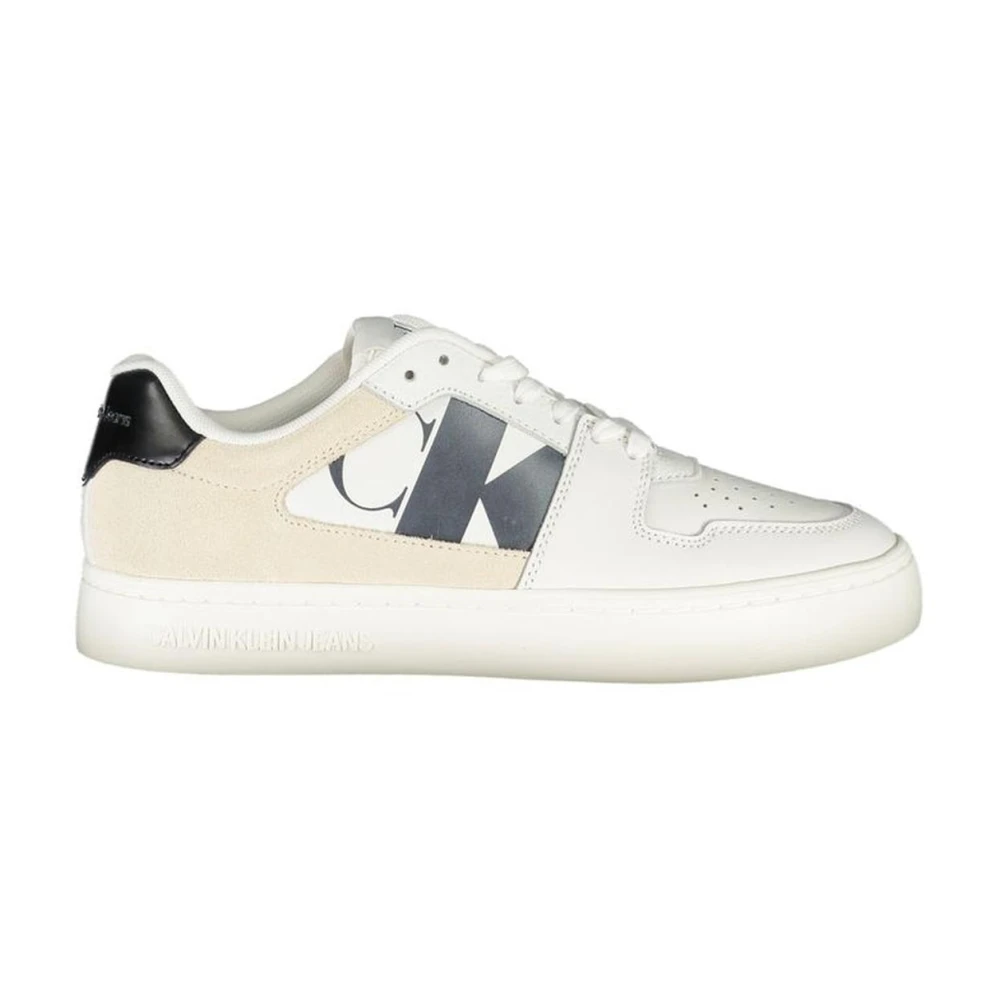 Calvin Klein Women's White Sneakers,, Trainers With Contrast Details Size 4 Uk