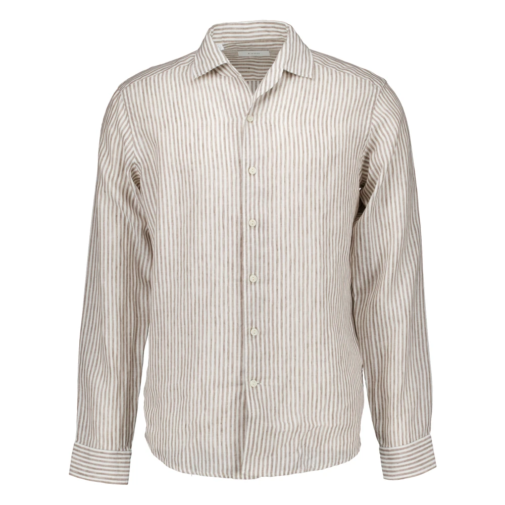 Eton Men's Beige Casual Shirts, M, Striped Linen Shirt