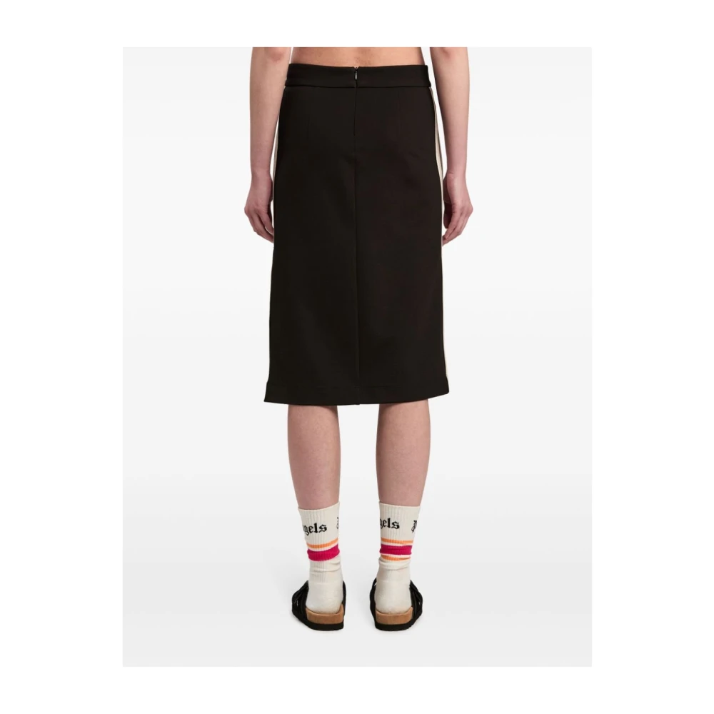Palm Angels Zwarte Monogram Rok met Streep Black Dames