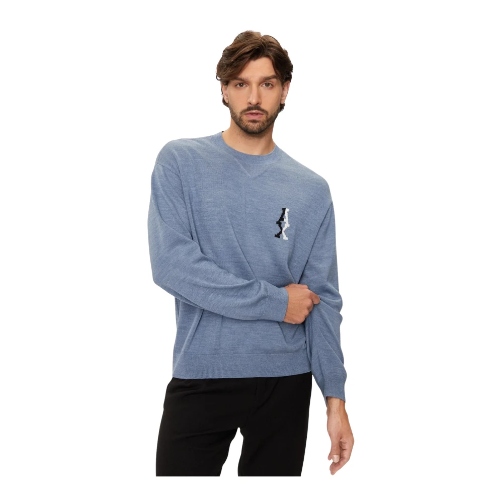 Armani Exchange Zwarte Ronde Hals Trui 6Dzm6H Blue Heren
