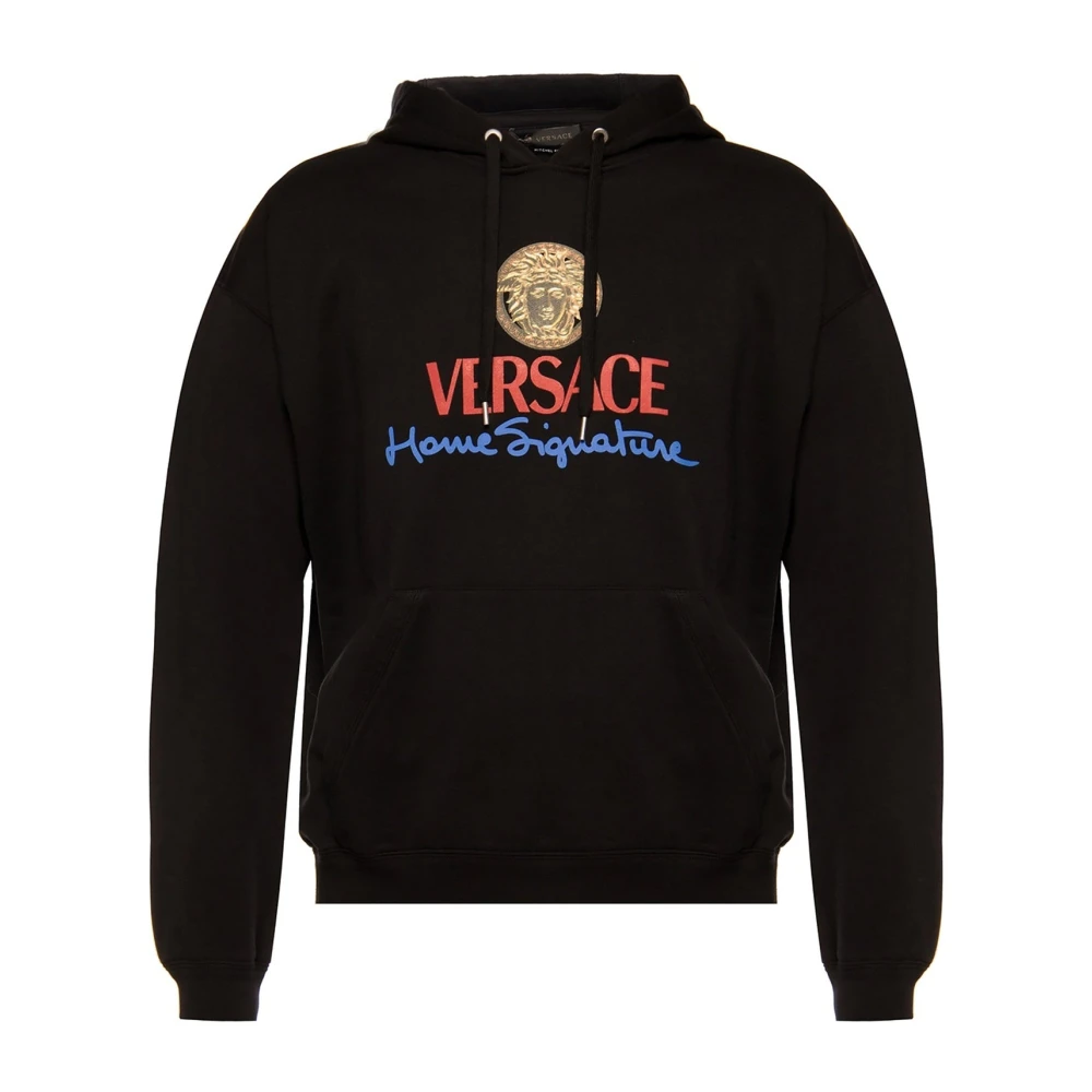 Versace Zwarte Katoenen Sweatshirt met Capuchon Black Heren