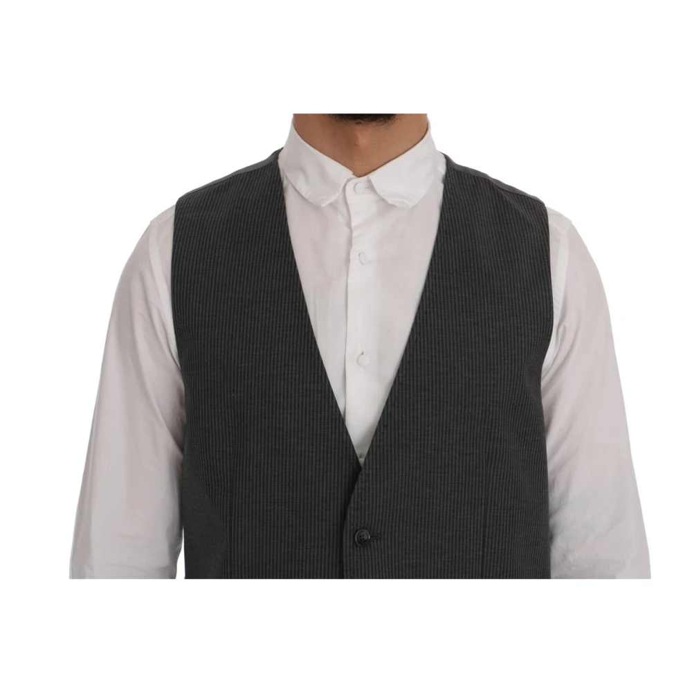 Dolce & Gabbana Grijze Katoen Rayon Vest Gilet Gray Heren