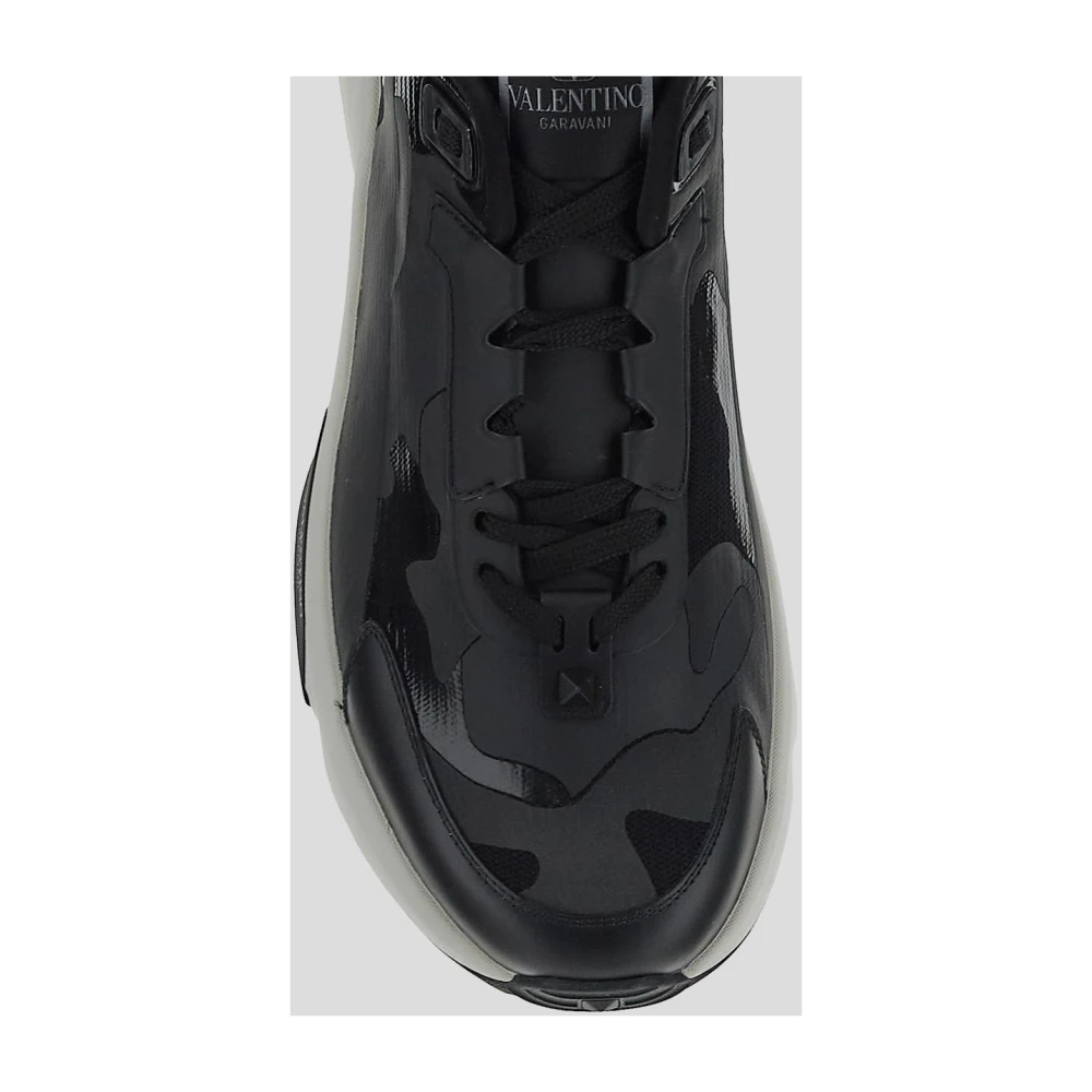 Valentino Garavani Leren Lace-Up Sneaker Black Heren