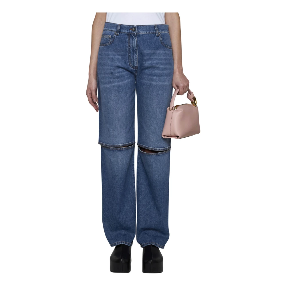 JW Anderson Blauwe Cut Out Bootcut Jeans Blue Dames